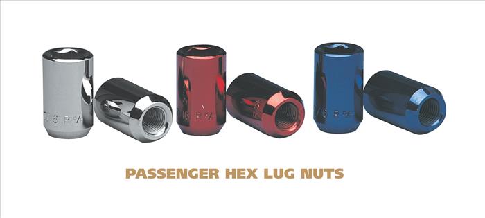 Passenger Hex Lug Nuts - 0.76 Inch Diameter Chrome Plated